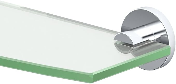 Gatco 4686 Channel Glass Shelf, Chrome/Wall Mounted 20.13" X 5.25" Tempered Glass/Floating Rectangle Glass Shelf for Bathroom