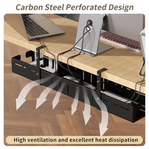 Under Desk Cable Management Tray,Expandable 25.2" – 38.6",Black - Image 6