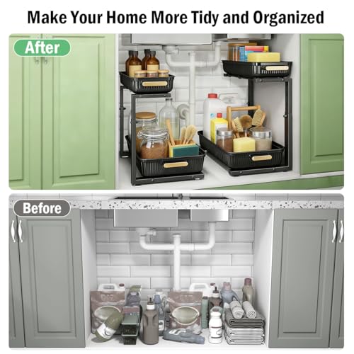 ARSTPEOE Under Sink Organizer - 2 Packs Multi-Purpose Pull-Out - Image 6