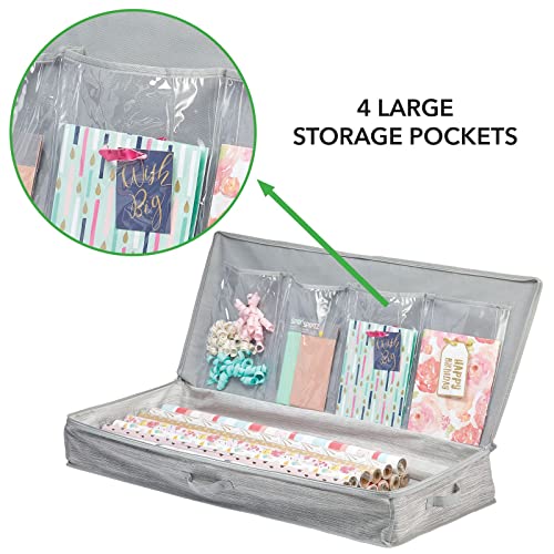 mDesign Long Gift Wrapping Organizer with Handles | Home Organization - Image 4