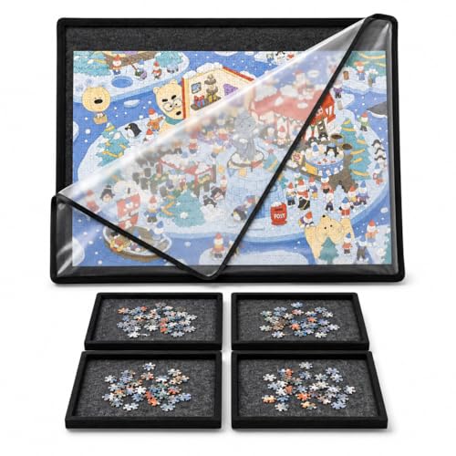 Puzzle Board for 1000 Pieces, 4 Sorting Trays & Protective Cover - Image 2