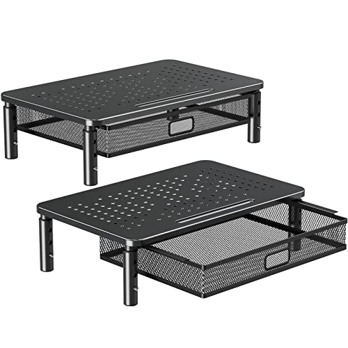 ELIVED 2 Pack Monitor Stand Riser with Metal Drawer, 3 - Image 2