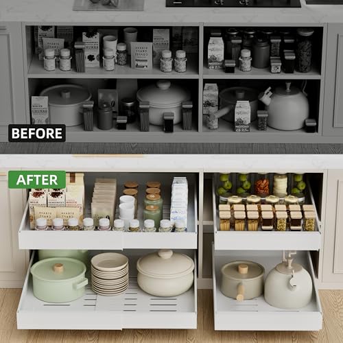 PAKETA 4 Pack Expandable Pull Out Cabinet Organizer,21" Deep - Image 4