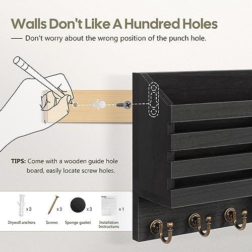 FifthQuarter Mail Holder Wall Mount with 2 Mail Slot and 4 - Image 5