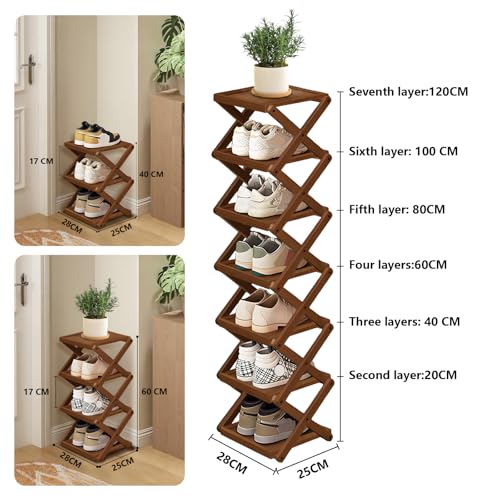 YYW Shoe Rack, Foldable Bamboo Shoes Shelf - Image 7