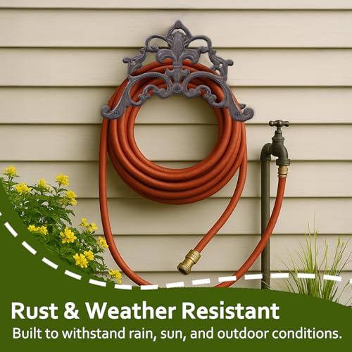 Cast Iron Garden Hose Holder, Sturday Wall Mount Hose - Image 4