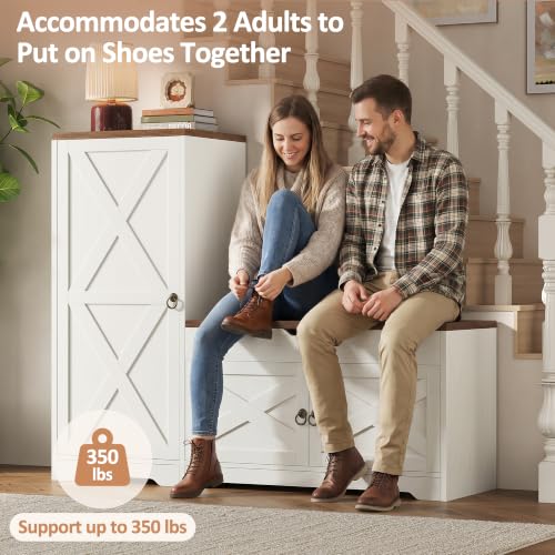 47'' Shoe Cabinet with Bench Seat, 7-Tier Shoe Storage - Image 4