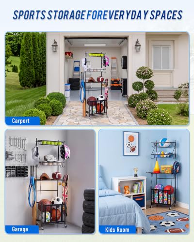 Mythinglogic Rolling Sports Equipment and Toy Organizer - Image 4