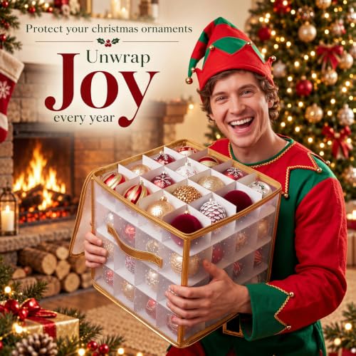 Hsei Plastic Christmas Ornament Storage Box with Dividers - Image 4