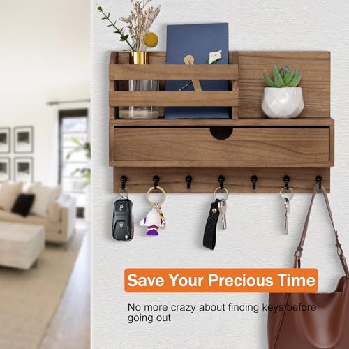 Key Holder Wall Mount, Mail Organizer with 7 Hooks | Home Organization - Image 7
