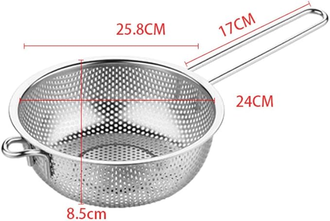DOITOOL Stainless Steel Fry Basket with Long Handle 16.85 Inch Micro-Porous Strainer Colander for Draining Fried Food Vegetables Fruits and Seafood