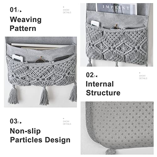 Mkono Macrame Armchair Caddy, Boho Couch Armrest Organizer - Image 6