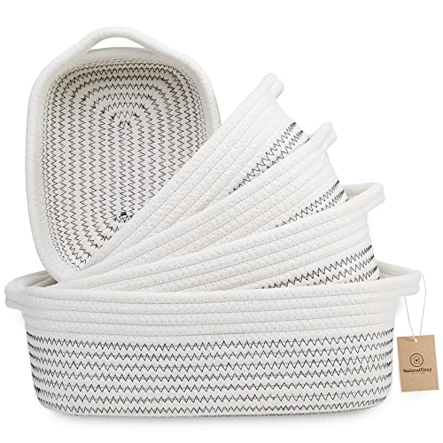 NaturalCozy 5-Piece Rectangle Storage Basket Set- Natural Cotton - Image 2