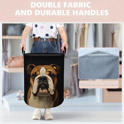 Bulldog Waterproof Foldable Laundry Basket Hamper 19.7"x15.8" - Image 6
