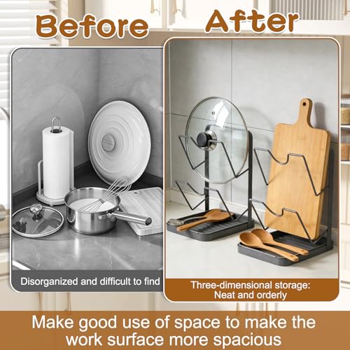 Kitchen Pot Lid Storage Rack, Double-Layer Pot Lid Organizer - Image 5