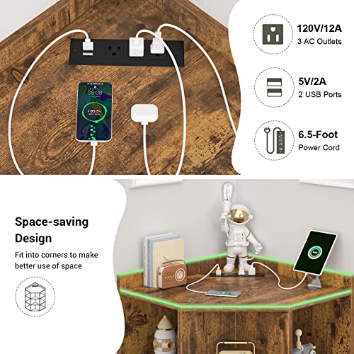 Aheaplus Corner Cabinet, Corner Storage with Power Outlets - Image 5