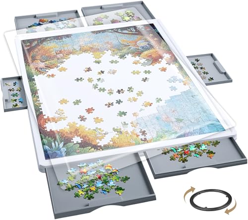 1500 Pieces Rotating Plastic Puzzle Board with 6 Storage - Image 2