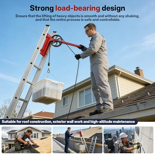 Hoisting Wheel with Long Handle 500Lbs Ladder Hoist Pulley System - Image 5