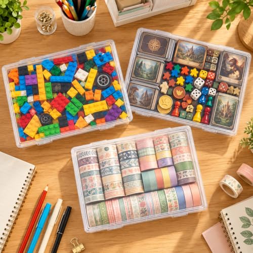 3 Pcs Portable Storage Container Box with Lid for Board - Image 3