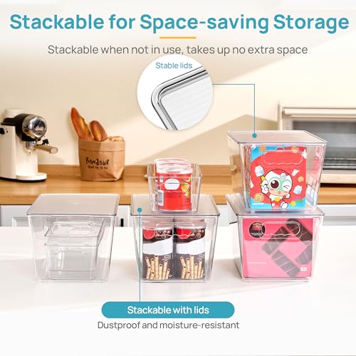 Vtopmart 8 Pack Clear Storage Bins with Lid Set for Pantry - Image 7