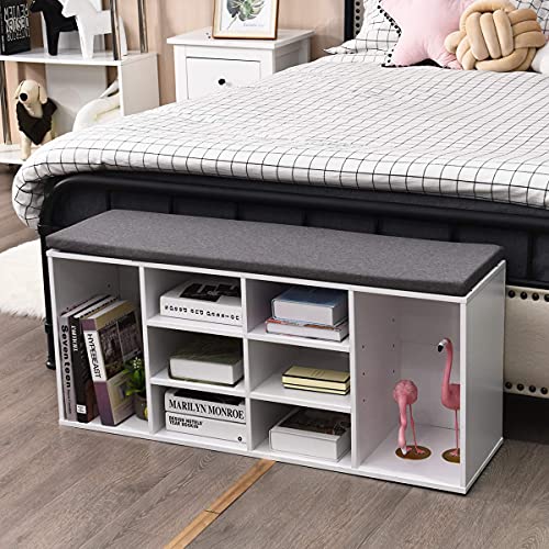 GIANTEX Shoe Storage Bench with Cushion, Entryway Shoe Rack Bench - Image 5