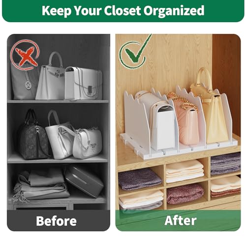 SPACEKEEPER Shelf Divider for Closet, Adjustable Purse Organizers - Image 6
