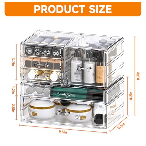 Cq acrylic 2 Pack Clear Desk Organizer With Drawers,Stackable 6 - Image 4