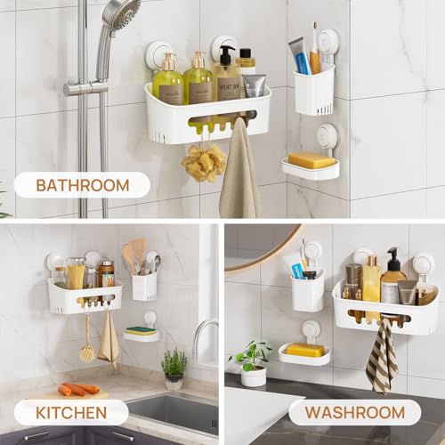 LEVERLOC Shower Caddy Suction Cup Set Shower Organizer & Soap - Image 6