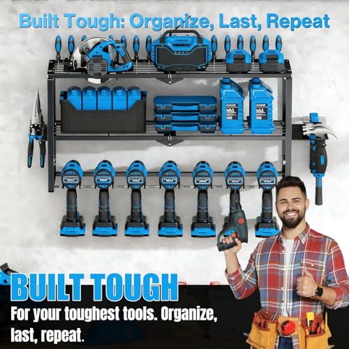 Heavy Duty Power Tool Organizer Wall Mount - 3 Tier Metal - Image 4