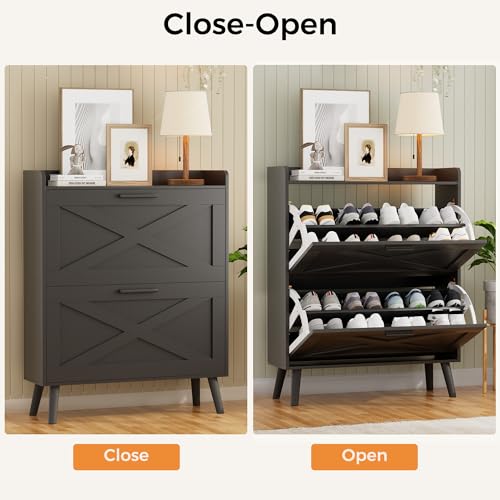 Homleke Farmhouse Shoe Storage Cabinet with Flip Dra | Home Organizati - Image 7