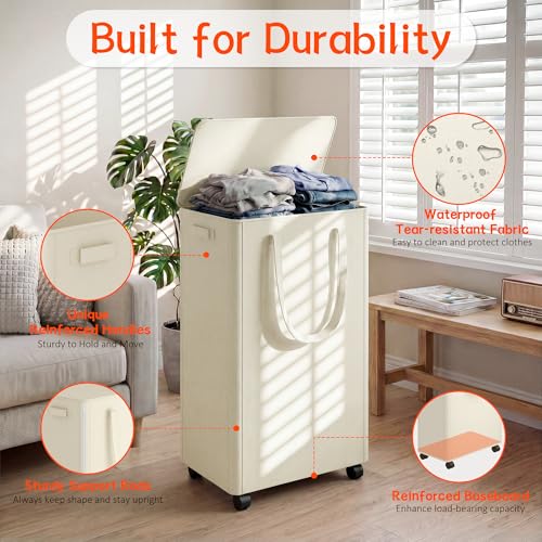 Slim Laundry Hamper with Wheels,20 Gal (75L) Rolling - Image 4
