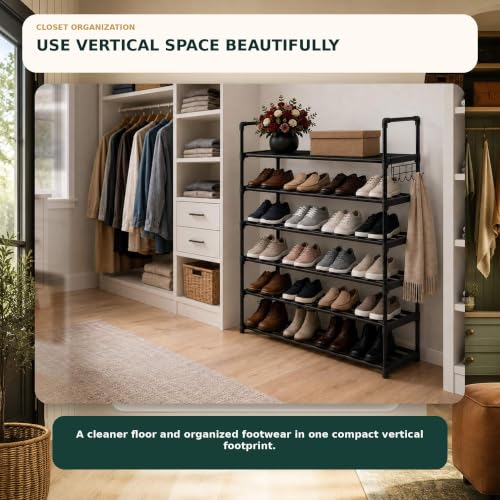 Hsscblet 6 Tiers Metal Shoe Rack,Adjustable Shoe Shelf Storage - Image 3