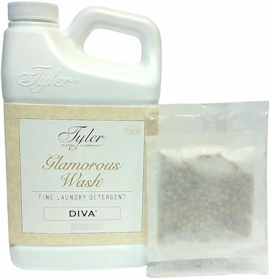 Tyler Glam Wash Laundry Detergent, Diva, Liquid, 4Fl Oz HE Safe w/Dryer Sachet Pouch h1