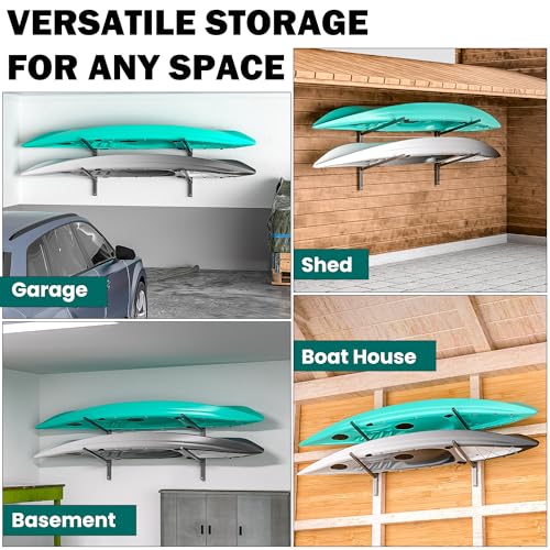 Wall Mounted Kayak Storage Rack, Adjustable Holder for 2 Kayaks - Image 6