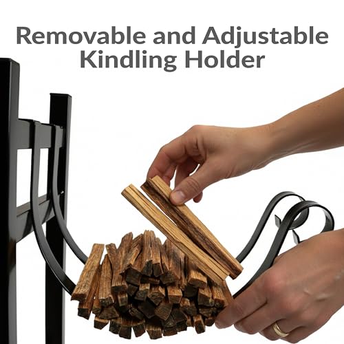 Sunnydaze 33" Indoor Firewood Rack with Kindling Log - Image 6