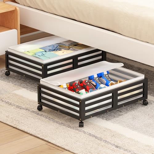 Under Bed Storage with Wheels-Large Bamboo Underbed - Image 3