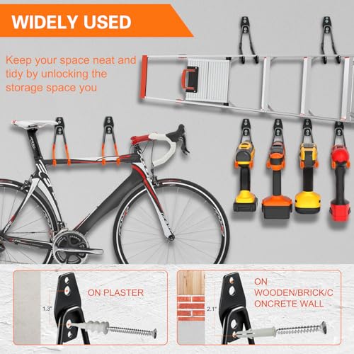 HUPBIPY 12 Pack Garage Hooks Heavy Duty, Wall Mount Ladder Hooks - Image 5