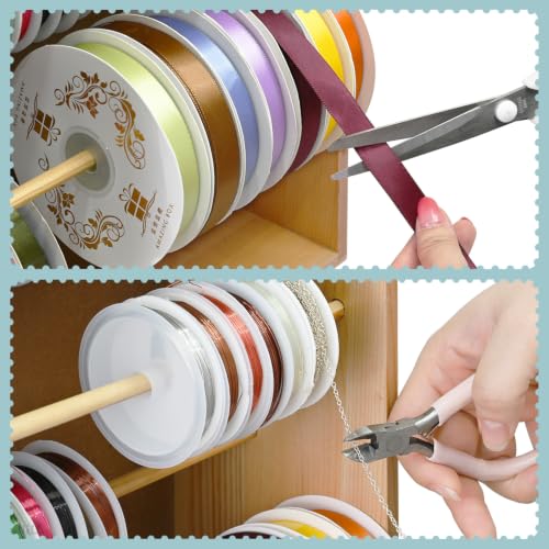 MOOCA Wooden Ribbon Organizer Rack and Thread Spool Holder - Image 6