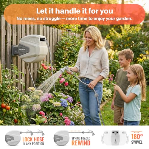 Retractable Garden Hose Reel, 1/2"x100ft Wall Mount - Image 4