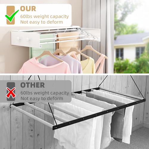 BAKON Wall Mounted Drying Rack with 4 Hooks and Shelf - Image 6