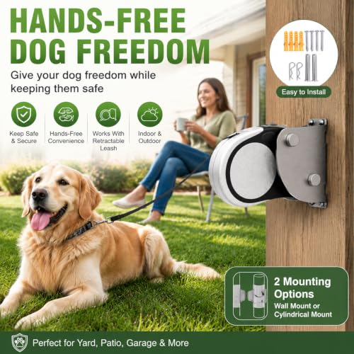 Heavy Duty Retractable Dog Leash Holder,Secure Wall Mount - Image 4