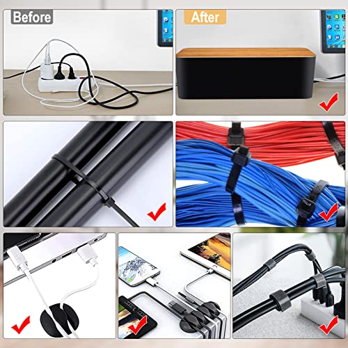 128PCS Cable Management Box 3Pack Cable Management Kit for Power Strip to Hide Wires,Cord Hider Boxes,Cord Box Safe ABS Material Wire Organizer of Cable Clips Sleeve for Home & Off - Image 6