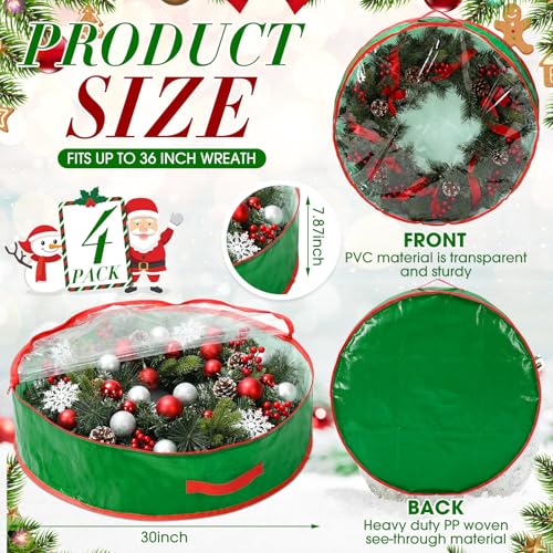 Aliceset 4 Pack Wreath Storage Bags, 30 x 30 x 7.8 Inch - Image 4