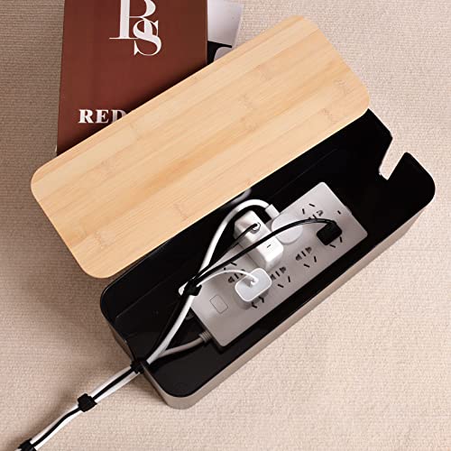 Tuwechen Cable Management Box, Wooden Style Large Cord Organizer - Image 4