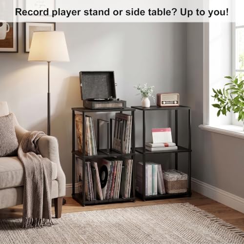 3-Tier Vinyl Record Black Storage Holder for Books | Home Organization - Image 7