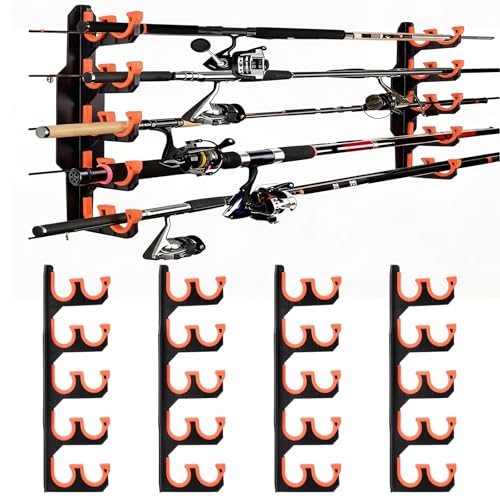 Soulchen 4 Pcs Fishing Rod Holder for Garage Dual-row | Garage Storage - Image 2