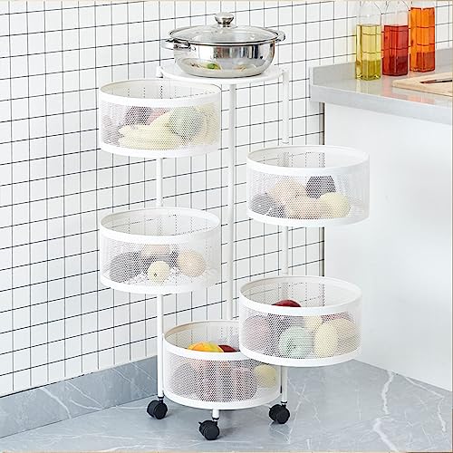 5 Tier Rolling Storage Cart, Metal Utility Cart with Lockable - Image 2