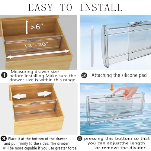 8 Pack 6" Adjustable Drawer Dividers, Expandable 12-20" - Image 5