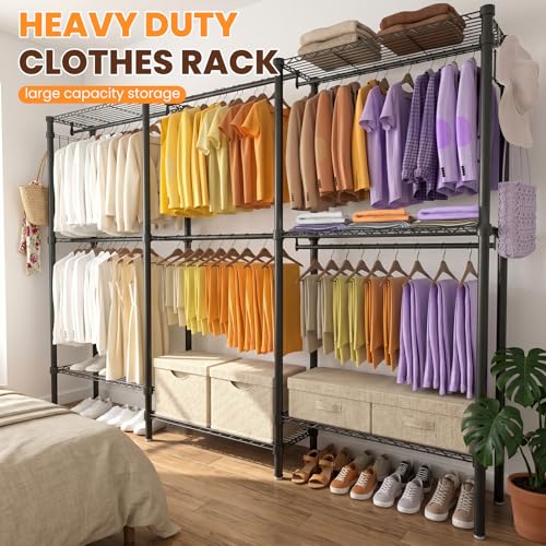 Heavy Duty Clothes Rack, Portable Closets with 6 Rods & 6 Shelves - Image 6