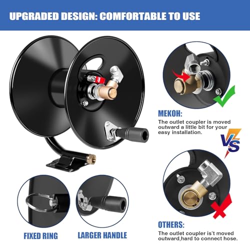 MEKOH Compact Pressure Washer Hose Reel 50ftx3/8” / 65ftx1/4” - Image 4
